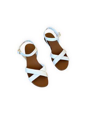 Xappeal Rayna White Crisscross Flat Sandal Ankle Strap Women Size 10